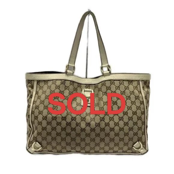 GUCCI GG Pattern, Abbey Beige Dark Brown Cream Jacquard Leather 344-041925 - Picture 1 of 9
